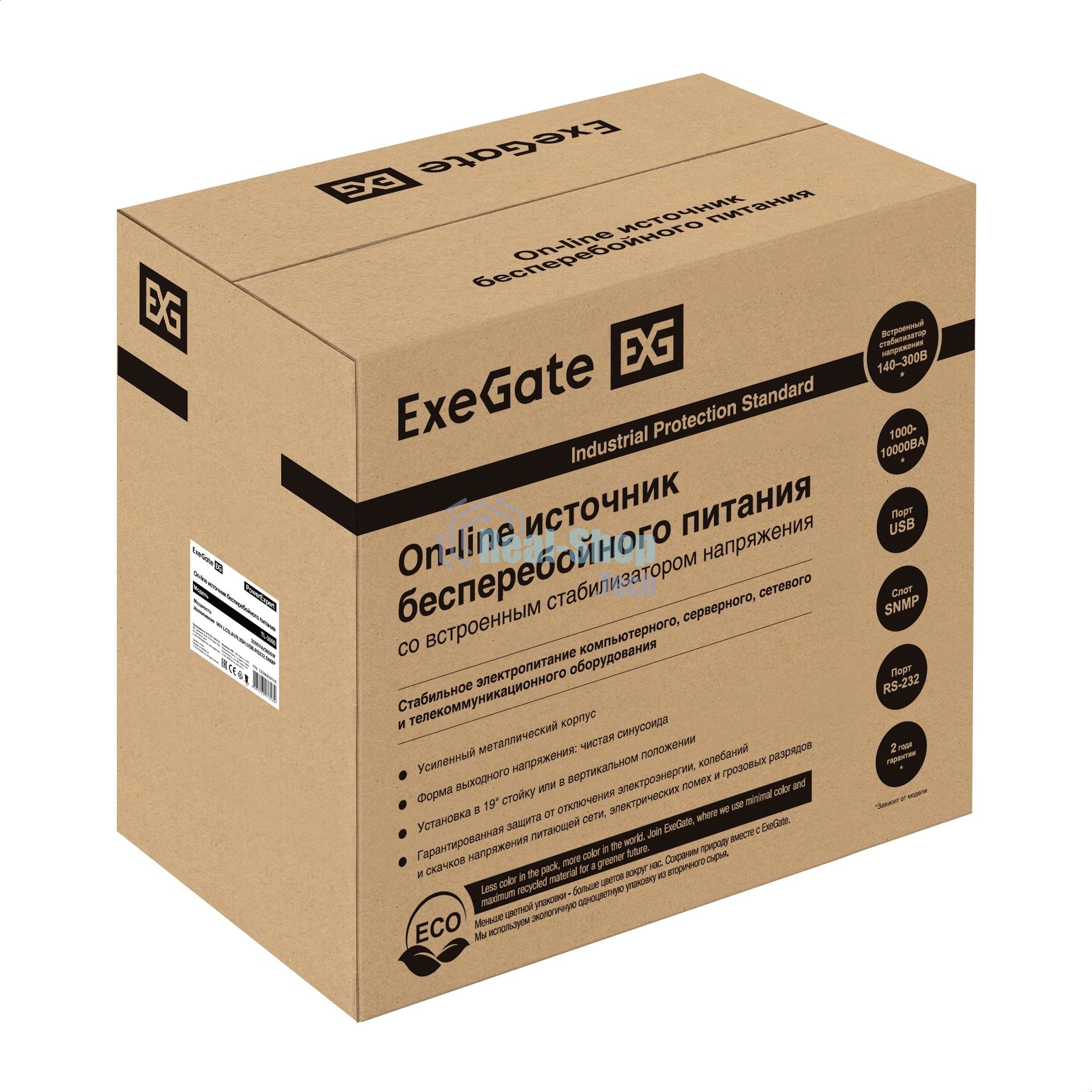Источник бесперебойного питания On-line ExeGate PowerExpert TL-3000.96V.LCD.AVR.3SH.USB.RS232.SNMP 3000VA/3000W, On-Line, PF=1, LCD, 3*Schuko, RS232, USB, SNMP-slot, встроенные батареи 12V 7.2Ah - 8шт, возможность подключения до 4 внешних батарейных блоков 96В, Tower, металлический корпус, черный
