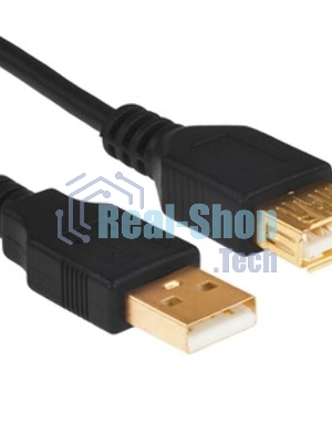 Кабель 5bites UC5011-030A USB2.0, AM/AF, зол.разъемы, ферр.кольца, 3м., черный