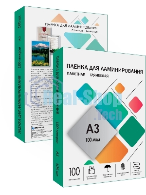 Пленка для ламинирования A3, 303х426 (100 мкм) глянцевая 100 шт, Гелеос LPA3-100