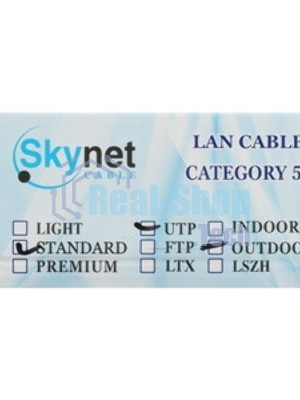 Кабель SkyNet Standart UTP outdoor 4x2x0,48, медный, FLUKE TEST, кат.5e, однож., 100 м, box, черный