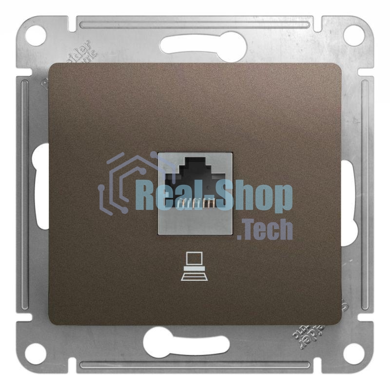 Механизм компьютерной розетки 1-м Glossa RJ45 кат.5е шоколад SchE GSL000881K