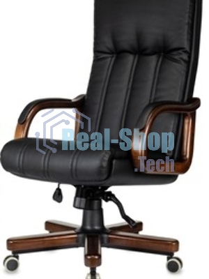 Кресло руководителя Бюрократ T-9932Walnut-Low черный, кожа, низк. спин. крестов. металл/дерево