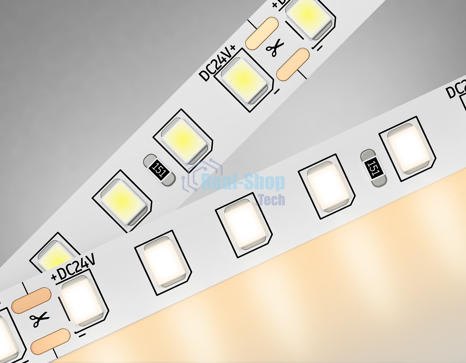 Светодиодная лента Ambrella light GS3101 2835 120Led/ 10W m/ 24V IP20 3000K/ 5000*8*1.2mm (2 конт.)