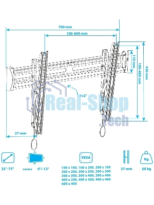 Кронштейн Arm media PLASMA-12 черный Кр. стал. наст. для TV 35