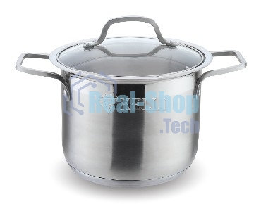 Кастрюля KELLI KL-4224 9,0 л КАСТРЮЛЯ Объем 9 л Высокачественная нержавеющая сталь 5-ти слойное капсульное дно Подходит для индукции Стеклянная жаропрочная крышка с паровыпуском диаметром 24 см Удобные термостойкие клепаные ручки Матовая внутри и снаружи Мерная шкала внутри кастрюли