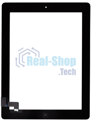 Сенсорное стекло (тачскрин) для iPad 2 (A1395, A1396, A1397), черное с кнопкой OEM