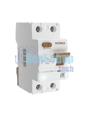 Устройство защитного отключения Werkel 1P+N  40 А  300 mA  AC 6 kA W912P404