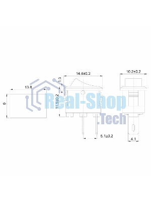 Выключатель клавишный Rexant 250V 3А (2с) ON-OFF красный Micro