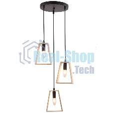 Светильник Ambrella light TR80499/3 BK/LW черный/светлое дерево E14/3 max 60W D350*1000