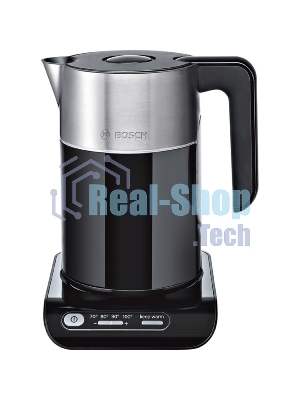Чайник электрический Bosch TWK8613 1.5 л, 2400 Вт, черный/серебристый (корпус: нержавеющая сталь)