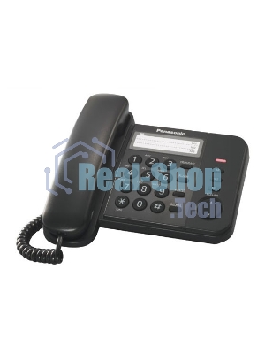 Телефон проводной Panasonic KX-TS2352RUB черный индикатор вызова,порт для доп. телеф. оборуд.,4 уровня громкости звонка