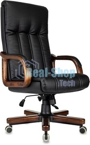 Кресло руководителя Бюрократ T-9932Walnut-Low черный, кожа, низк. спин. крестов. металл/дерево