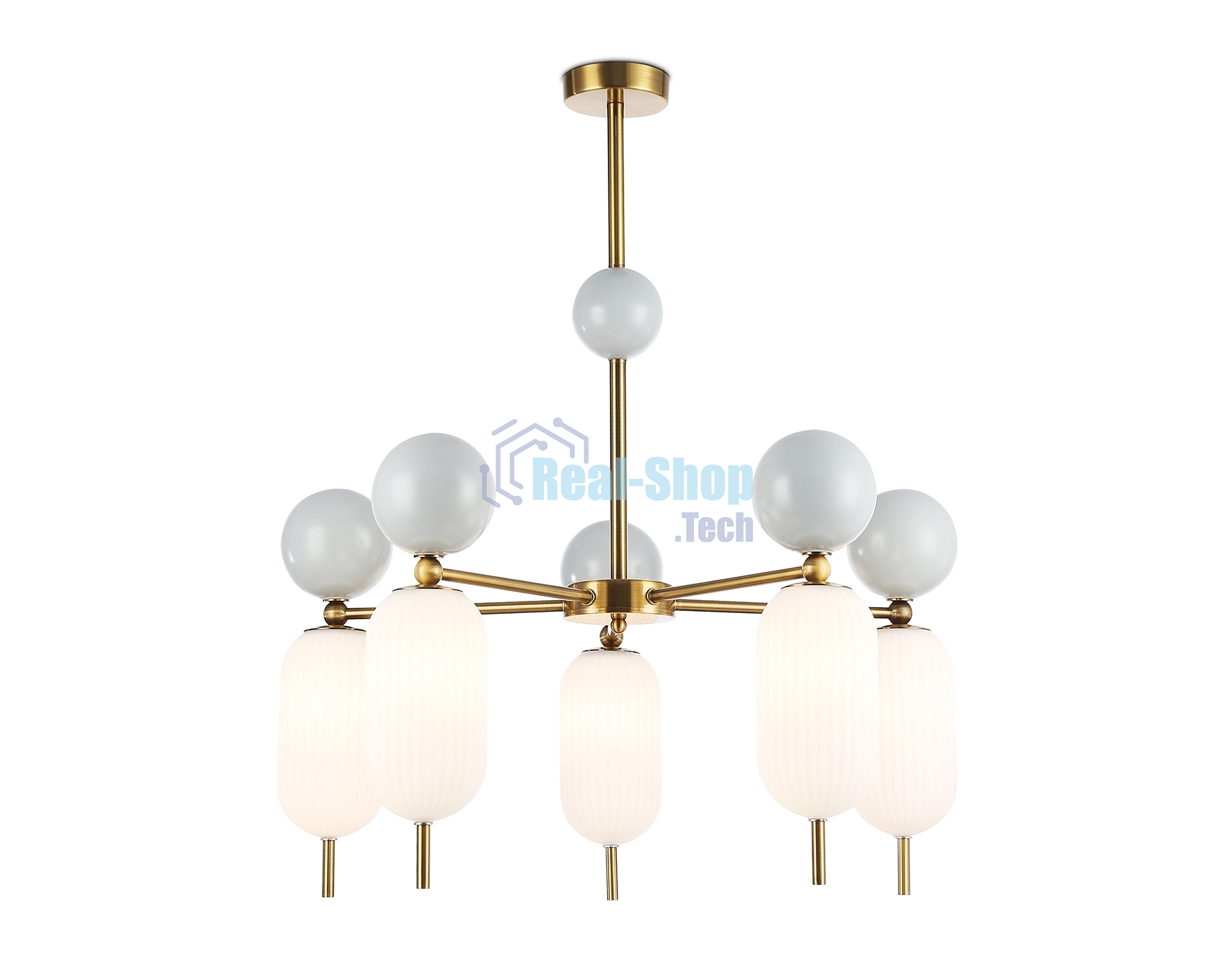 Светильник Ambrella light LH53104/5 BS/GR/FR латунь/серый/белый матовый G9*5 max 28W D650*750