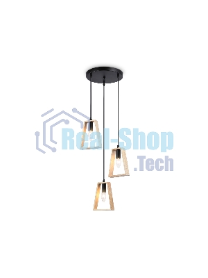 Светильник Ambrella light TR80499/3 BK/LW черный/светлое дерево E14/3 max 60W D350*1000