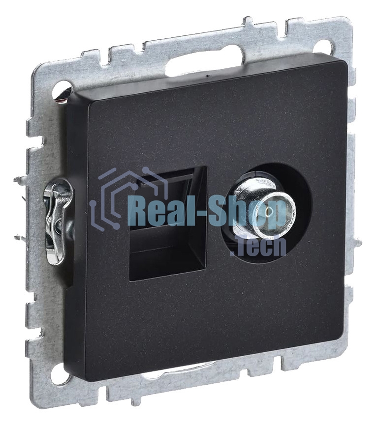 Розетка телевизионная двойная IEK BRITE TV+RJ45 кат.5E РТВ/РК12-БрЧ черный