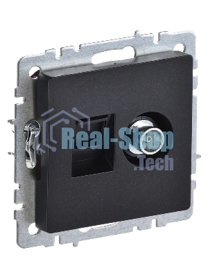 Розетка телевизионная двойная IEK BRITE TV+RJ45 кат.5E РТВ/РК12-БрЧ черный