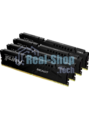 Оперативная память Kingston Fury Beast, DDR5, 128Gb (4x32Gb), 5200MHz, CL40, DIMM, радиатор, черный