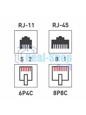 Рoзетка комбинированная внешняя Rexant, RJ-45(8P-8C) + RJ-11(6P-4C), UTP неэкранированная