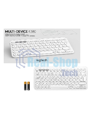 Клавиатура беспроводная Logitech K380, Bluetooth, белый