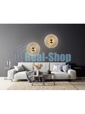 Настенный светильник Ambrella light LH72643 BR/WH латунь/бежевый 6W 3000K D300*100
