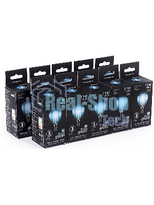 Лампа светодиодная филаментная Gauss Filament 11Вт цок.: E14 шар 220B 4100K св. свеч. белый нейт. (упак.: 10 шт)