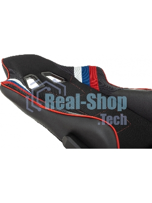 Кресло игровое Бюрократ VIKING 4 AERO RUS белый/синий/красный/черный, искусст. кожа/ткань, две подушки
