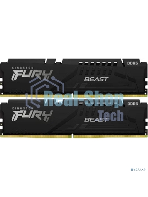 Оперативная память Kingston Fury Beast Black, DDR5, 64GB (2x32GB), 5200 MHz, CL40, с радиатором, чёрный
