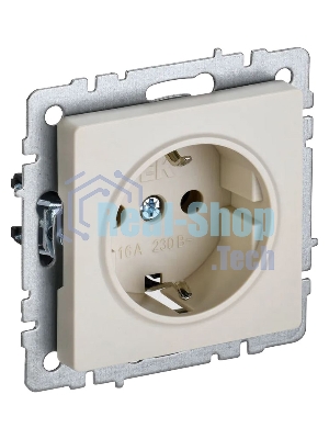 Розетка BRITE РС11-1-0-БрКр 16А с заземл. без защ. шторки беж. IEK BR-R11-16-K10