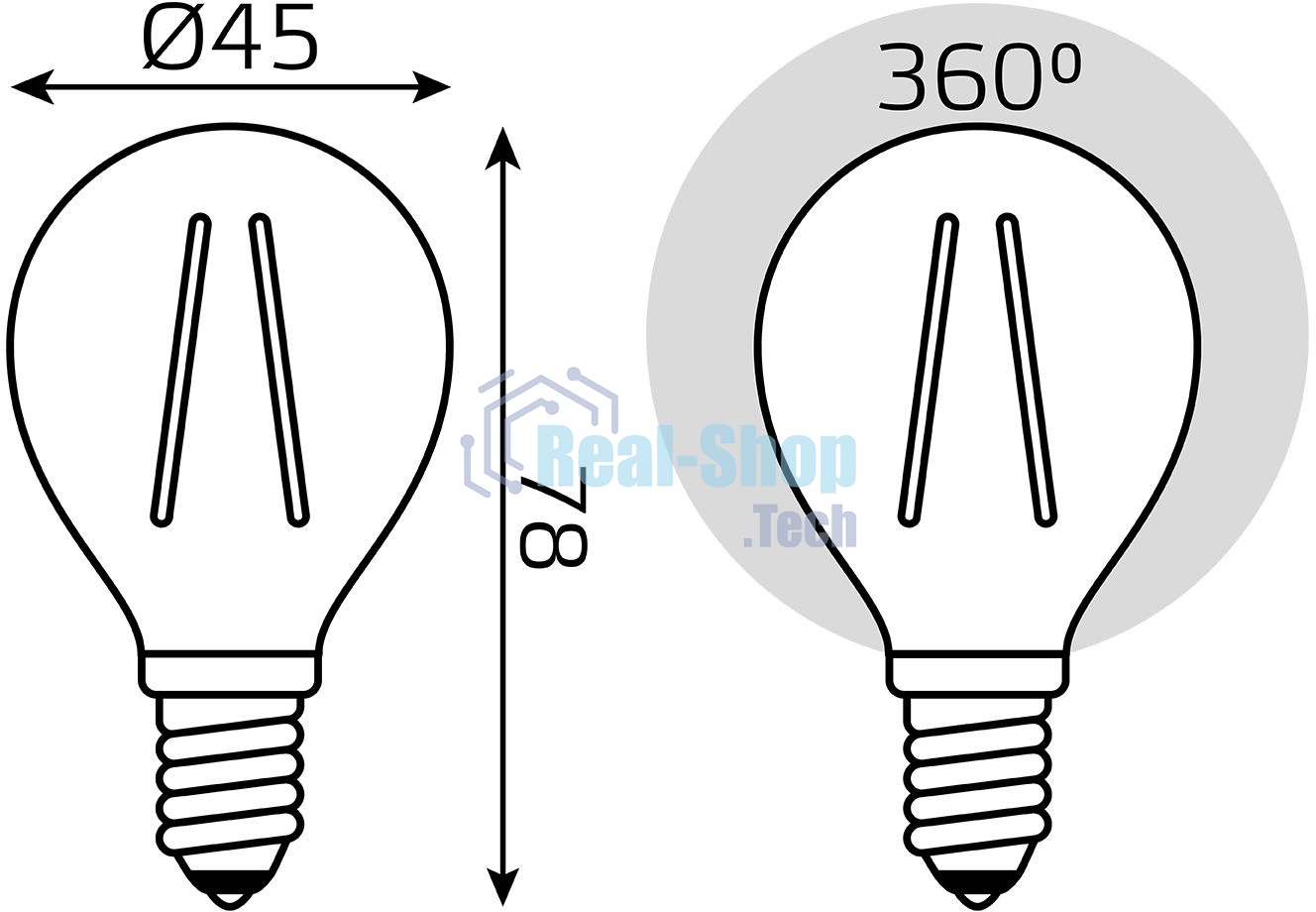 Лампа светодиодная филаментная Gauss Filament 11Вт цок.: E14 шар 220B 4100K св. свеч. белый нейт. (упак.: 10 шт)