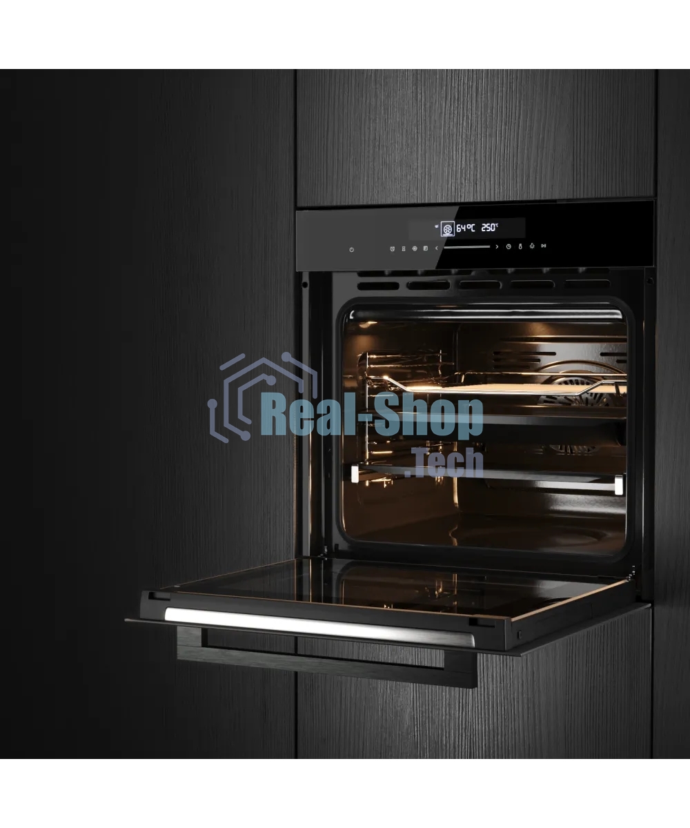 Встраиваемый духовой шкаф Kuppersberg HT 613 Black, High-Tech, объем 72 л, 12 режимов работы, быстрый нагрев, телескопические направляющие, доводчик двери, таймер, термощуп, 3 стекла в дверце, сенсорное управление, блокировка от детей, энергоэффективность А+, черный
