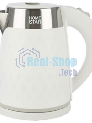 Чайник электрический Homestar HS-1021, 1500 Вт, 1.7 л, нержавейка+пластик, белый, двойной корпус