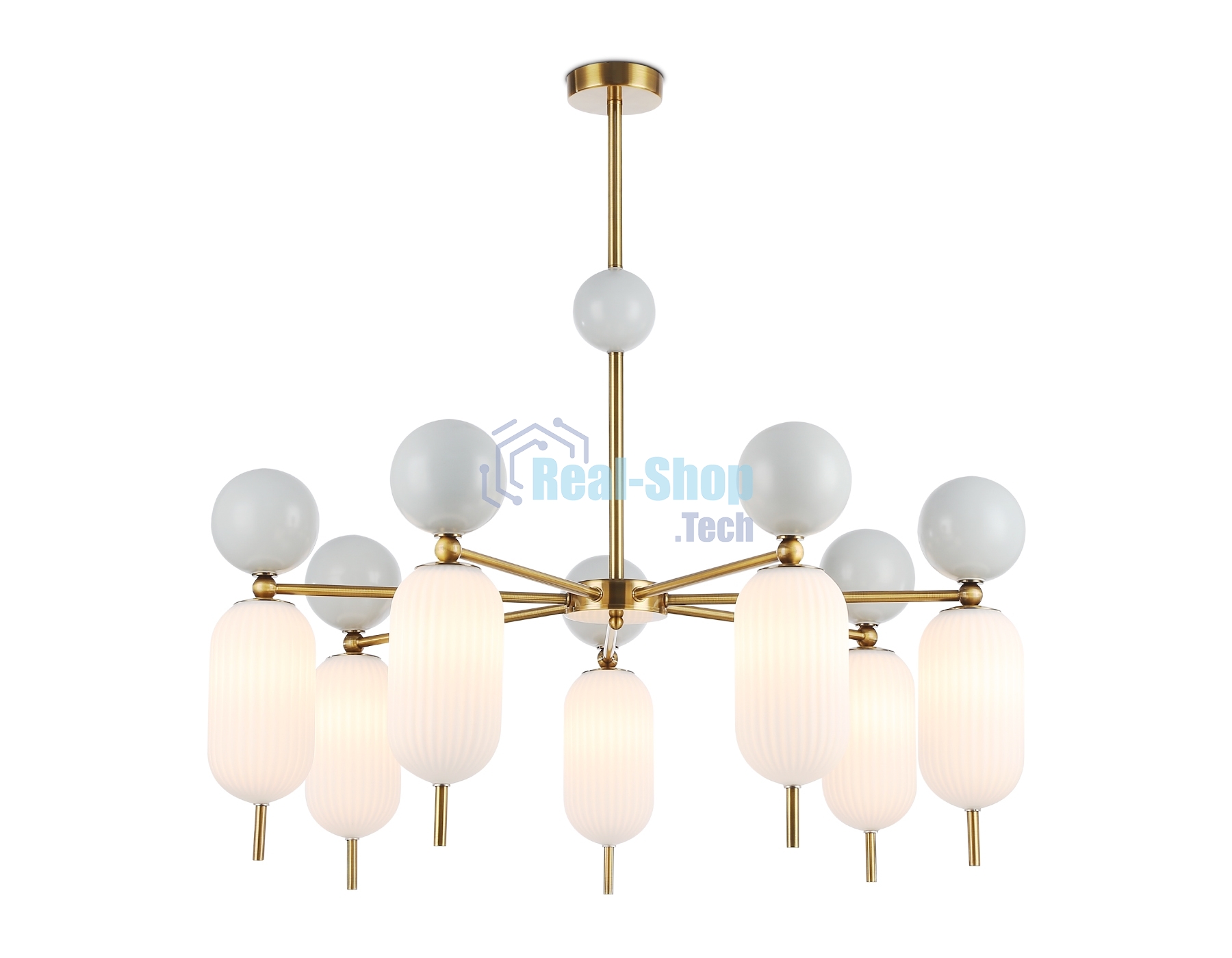 Светильник Ambrella light LH53106/7 BS/GR/FR латунь/серый/белый матовый G9*7 max 28W D800*800