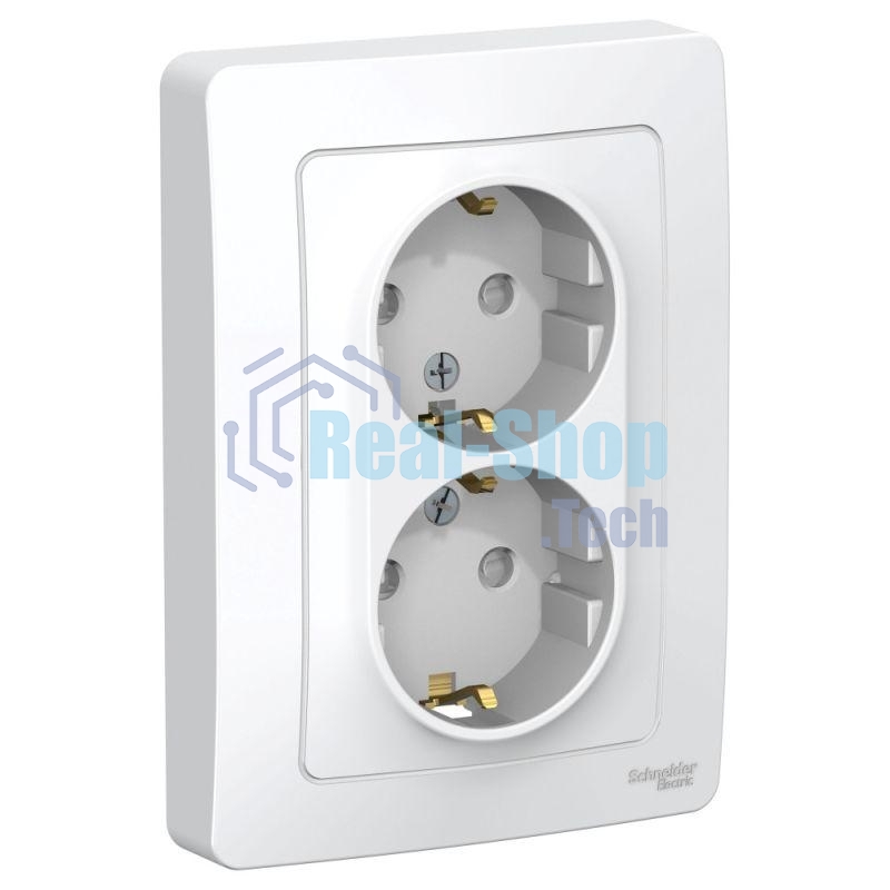 Розетка 2-м СП Blanca 16А 250В защ. шторки с заземл. бел. SchE BLNRS001121