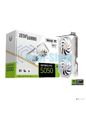 Видеокарта Zotac GAMING GeForce RTX 5050 TWIN EDGE OC WHITE ED, NVIDIA RTX 5050, 8 ГБ GDDR6, 128 бит, PCI-e 5.0, 1xHDMI, 3xDP, 2602 МГц