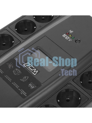 Источник бесперебойного питания Powercom Back-UPS SPIDER, Line-Interactive, LCD, AVR, 900VA/540W, Schuko, USB, black (1456263)