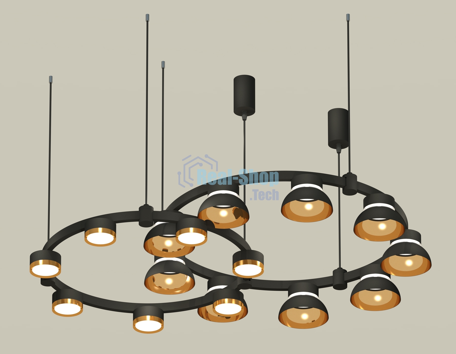 Светильник Ambrella light XR92091110/16 SBK/PYG/CL черный песок/золото желтое полированное/прозрачный GX53