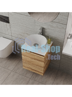Тумба Bau Dream Blackwood 50 с дверцей, раковина BAU Dream D43, смеситель для раковины высокий Hotel Still, нержавеющая сталь, выпуск клик клак, хром