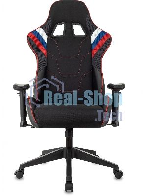 Кресло игровое Бюрократ VIKING 4 AERO RUS белый/синий/красный/черный, искусст. кожа/ткань, две подушки