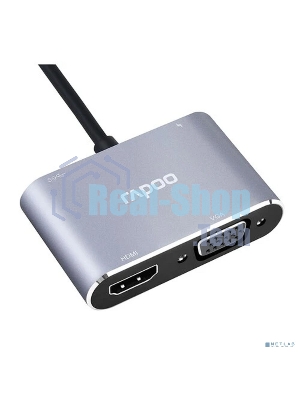 Мультифункциональный адаптер Rapoo XD30, 1xHDMI, 1xVGA, серый (1 год)