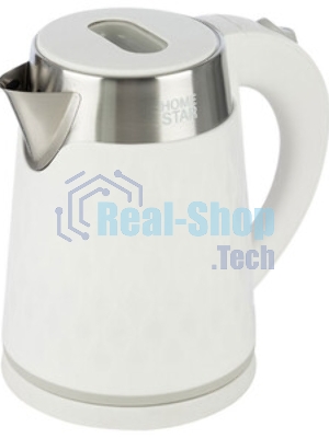 Чайник электрический Homestar HS-1021, 1500 Вт, 1.7 л, нержавейка+пластик, белый, двойной корпус