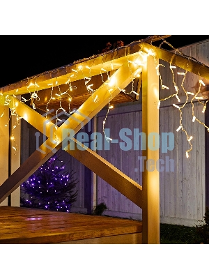 Гирлянда Neon-night Айсикл (бахрома) светодиодный, 2,4 х 0,6 м, прозрачный провод, 230 В, диоды теплый белый, 88 LED