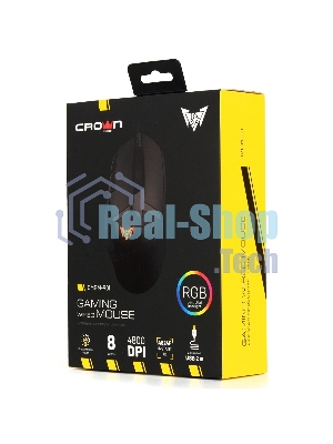 Мышь проводная Crown CMGM-901 черный, 4800 dpi, USB, кнопки - 8