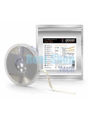 Лента светодиодная Gauss Elementary 2835 -SMD 4.8W 12V DC теплый белый IP66 (ZIP bag 5m)