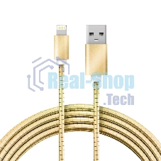 Кабель Rexant USB-A - Lightning для Apple, 2,4А, 1м, в золотой металлической оплетке