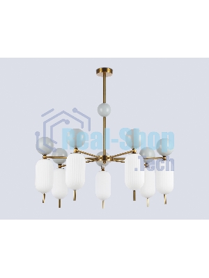 Светильник Ambrella light LH53106/7 BS/GR/FR латунь/серый/белый матовый G9*7 max 28W D800*800