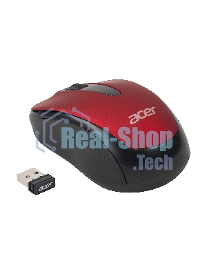 Мышь беспроводная Acer OMR136 красный, 1000 dpi, радиоканал, USB, кнопки - 3