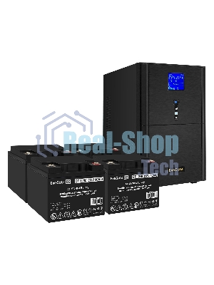 Комплект Источник бесперебойного питания EX295990RUS + батарея 40Aч EX282976RUS 4шт (инвертор, синус, для котла) ExeGate SineTower SZ-3000.LCD.AVR.3SH.1C13.RJ.USB <3000VA/2400W, чистый синусоида, LCD дисплей, AVR, 3хSchuko+1хC13, RJ45/11, USB, линейно-интерактивный, черный> + батарея ExeGate DT 1240 (12В, 40А·ч) 4шт