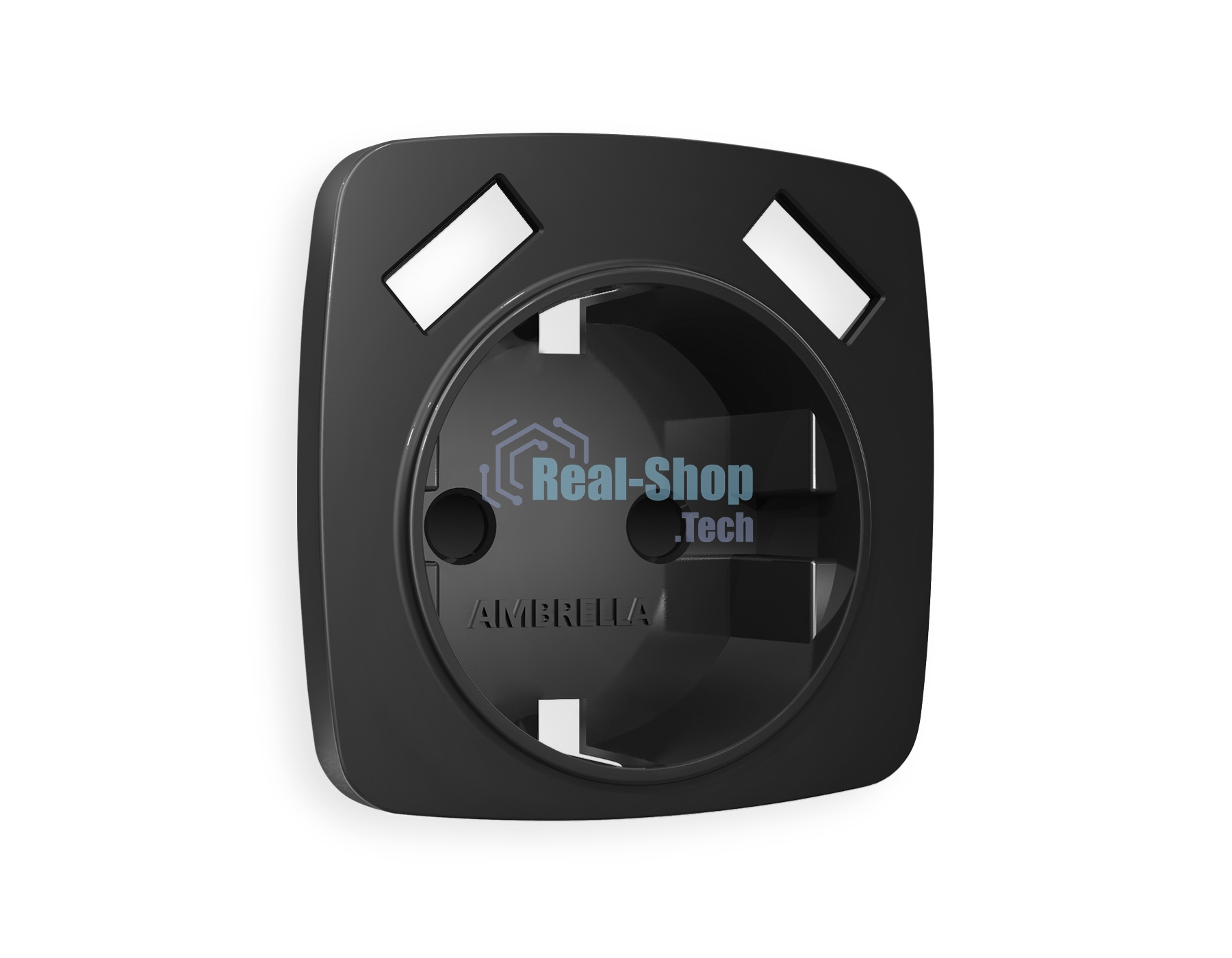 Лицевая панель OMEGA (Черный матовый) для электрической розетки с/з со шторками 2USB A+A QUANT OP8090