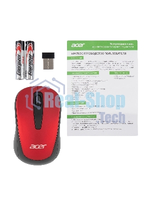 Мышь беспроводная Acer OMR136 красный, 1000 dpi, радиоканал, USB, кнопки - 3