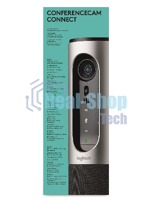 Веб-камера Logitech ConferenceCam Connect 1920x1080, 30 кадр/с, USB, микрофон (2 шт, шумоподавление), автофокус, автоосвещение, серебристый